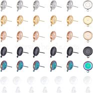 DIY Stud Earring Making Kits, Including 304 Stainless Steel Stud Earring Findings, Glass Cabochons and Plastic Ear Nuts, Mixed Color, Stud Earring Findings: 15x12.5mm, Hole: 1.6mm, Pin: 0.7mm, 20pcs/box(DIY-UN0002-28)