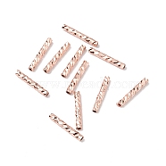 Rack Plating Brass Straight Tube Beads, Cadmium Free & Lead Free, Long-Lasting Plated, Rose Gold, 10x1.5mm, Hole: 0.8mm(KK-WH0061-03A-RG)