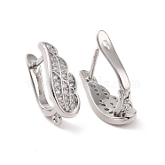 Rack Plating Brass Micro Pave Cubic Zirconia Hoop Earring Findings with Latch Back Closure, with Vertical Loops, Wings, Cadmium Free & Lead Free, Platinum, 18x7x11mm, Hole: 1.2mm, Pin: 1mm(ZIRC-C039-08P)