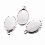 304 Stainless Steel Pendant Cabochon Settings, Oval, Stainless Steel Color, Tray: 13x18mm, 22x14x1mm, Hole: 2mm(STAS-G075-21P)