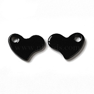 Spray Painted 201 Stainless Steel Charms, Heart Charm, Black, 8.5x11.5x1.5mm, Hole: 2mm(STAS-I672-13A)