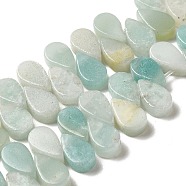 Natural Flower Amazonite Beads Strands, Teardrop, Top Drilled, 9~10x5~5.5x3.5~4mm, Hole: 0.7mm, about 40~48pcs/strand, 7.09~7.28''(18~18.5cm).(G-B064-B35)
