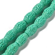 Synthetic Coral Carved Beads, Dyed, Barrel, Turquoise, 9.5x6.5mm, Hole: 0.5mm, about 38pcs/strand, 15.16''(38.5cm)(CORA-D034-04A)