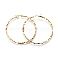 201 Stainless Steel Big Hoop Earrings, with 304 Stainless Steel Pin, Hypoallergenic Earrings, Twisted Ring Shape, Golden, 75x2.5mm, 10 Gauge, Pin: 0.8mm(EJEW-A054-06A-G)