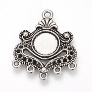 Tibetan Style Alloy Cabochon and Rhinestone Connector Settings, Chandelier Components Links, Cadmium Free & Lead Free, Antique Silver, Tray: 10mm, Fit for 1.5mm rhinestone, 31x26x2mm, Hole: 2mm(X-TIBE-Q075-11AS-LF)