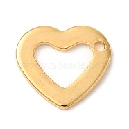 Ion Plating(IP) 304 Stainless Steel Charms, Heart Charm, Golden, 10x11x0.8mm, Hole: 1mm(STAS-U025-08G)