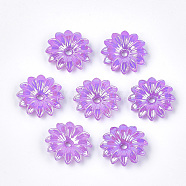Opaque AS Plastic Bead Caps, Pearlized, Flower, Blue Violet, 32x32x7mm, Hole: 4mm, about 350pcs/500g(MACR-S365-05B)