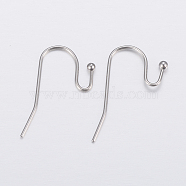 304 Stainless Steel Earring Hooks, Stainless Steel Color, 21x12x2mm, Pin: 0.7mm(X-STAS-H448-01P)