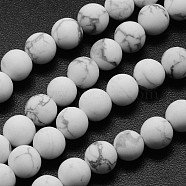 Natural Howlite Beads Strands, Frosted, Round, 6mm, Hole: 0.8mm, about 60pcs/strand, 14.1 inch(X-G-D696-6mm)