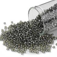 TOHO Round Seed Beads, Japanese Seed Beads, (29) Silver Lined Light Black Diamond, 11/0, 2.2mm, Hole: 0.8mm, about 5555pcs/50g(SEED-XTR11-0029)