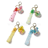 Perfume Bottle Acrylic Pendant Keychain Decoration, Liquid Quicksand Floating Handbag Accessories, with Alloy Findings, Mixed Color, 21.5cm(KEYC-D018-02)
