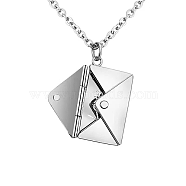 Stainless Steel Envelope Pendant Necklaces, with Cable Chains, Stainless Steel Color, 17.72 inch(45cm)(GL7398-2)