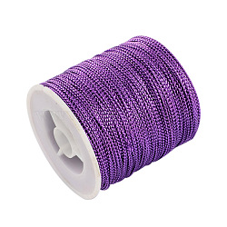 1mm Jewelry Braided Thread Metallic Threads, Polyester Threads, Purple, 1mm, about 109.36 yards(100m)/roll(MCOR-S002-06)