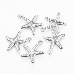 304 Stainless Steel Charms, Starfish/Sea Stars, Stainless Steel Color, 17.5x15.5x2mm, Hole: 1mm
(X-STAS-P175-33P)
