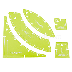 5 Pcs Acrylic Patchwork Template Kit, Fan/Horse Eye/Triangle, Green Yellow, 55x55x2.5mm(TOOL-WH0155-125)