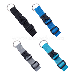 PandaHall Elite 4Pcs 4 Style Nylon Adjustable Add-A-Bag Luggage Strap & Polyester Luggage Straps, with Plastic Side Release Buckle & Iron Ring, Mixed Color, 155~295x31.5~33mm, 1pc/style(FIND-PH0007-06-WH)