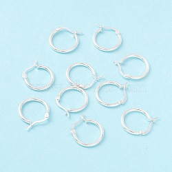 925 Sterling Silver Hoop Earrings, Chunky Small Huggie Hoop Earrings for Women, Silver, 18.5x17.5x2mm, Pin: 0.6x1.2mm(STER-P047-13B-S)