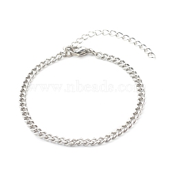 304 Stainless Steel Curb Chain Bracelets, Stainless Steel Color, 7.40 inch(188mm)(BJEW-JB06611)