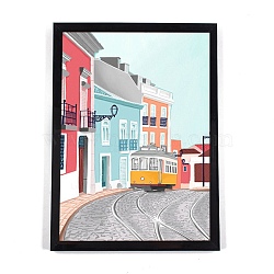 DIY 5D Lisbon City Canvas Diamond Painting Kits, with Resin Rhinestones, Sticky Pen, Tray Plate, Glue Clay, Frame and Drawing Pin, for Home Wall Decor Full Drill Diamond Art Gift, Glória Funicular, 399x297x3mm(DIY-C018-03)