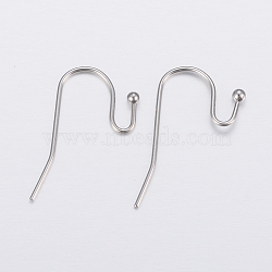 304 Stainless Steel Earring Hooks, Stainless Steel Color, 21x12x2mm, Pin: 0.7mm(X-STAS-H448-01P)