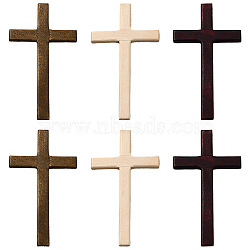 6Pcs 3 Colors Wood Cabochons, with Screw, Cross, Mixed Color, 120x70x10mm, 2pcs/color(WOOD-PH0003-51A)