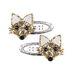 Cloth Covered Snap Hair Clips, Fox, 60x35mm(PW-WG79183-02)