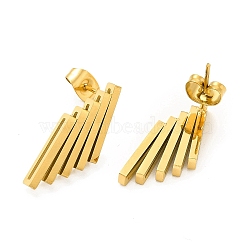 Ion Plating(IP) 304 Stainless Steel Rhombus Stud Earrings for Women Hand Polished, Golden, 23x9.5x3mm, Pin: 0.8mm(X-EJEW-A089-05G)