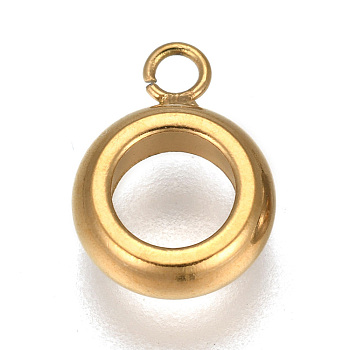 304 Stainless Steel Tube Bails, Loop Bails, Bail Beads, Ring, Golden, 12~13x9x4mm, Hole: 1.8~3.8mm, Inner Diameter: 5mm