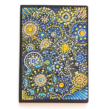 DIY 5D Diamond Painting Beginner Notebook Kits, including Resin Rhinestones Bag, Diamond Sticky Pen, Tray Plate and Glue Clay, Flower, 210x150mm