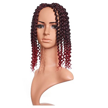 Spring Twist Ombre Colors Crochet Braids Hair, Synthetic Braiding Hair Extensions, Heat Resistant High Temperature Fiber, Long & Curly Hair, Burgundy, 14 inch(35.5cm), 24strands/pc