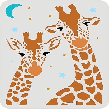 Large Plastic Reusable Drawing Painting Stencils Templates, for Painting on Scrapbook Fabric Tiles Floor Furniture Wood, Rectangle, Giraffe Pattern, 297x210mm