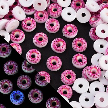 Luminous Resin Imitation Food Decoden Cabochons, Glow in the Dark, Donut, Old Rose, 8.5~9x4.5mm