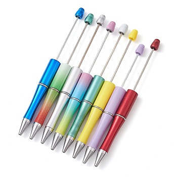 Plastic Ball-Point Pen, Beadable Pen, for DIY Personalized Pen with Jewelry Bead, Mixed Color, 135x11.5mm