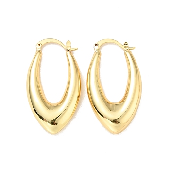 Rack Plating Brass Chunky Hoop Earrings for Women, Cadmium Free & Lead Free, Real 18K Gold Plated, 38.5x21x6mm, Pin: 0.5x1.6mm