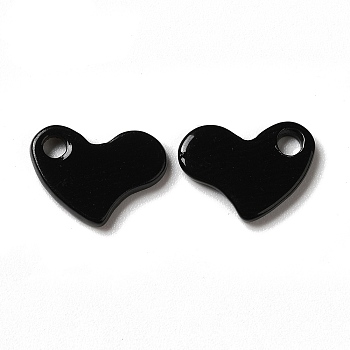 Spray Painted 201 Stainless Steel Charms, Heart Charm, Black, 8.5x11.5x1.5mm, Hole: 2mm