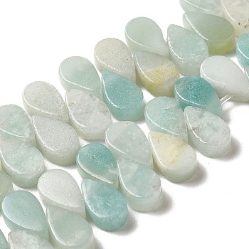 Natural Flower Amazonite Beads Strands, Teardrop, Top Drilled, 9~10x5~5.5x3.5~4mm, Hole: 0.7mm, about 40~48pcs/strand, 7.09~7.28''(18~18.5cm).