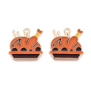 Thanksgiving Day Theme Alloy Enamel Pendants, Light Gold, Lead Free & Cadmium Free, Chick, 20.5x20.5x1.5mm, Hole: 1.6mm