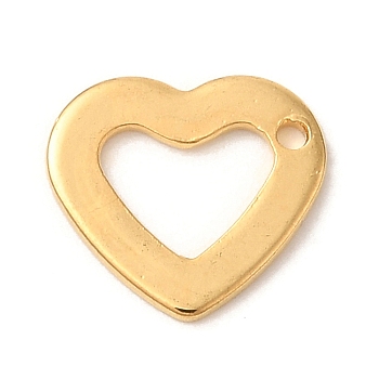 Ion Plating(IP) 304 Stainless Steel Charms, Heart Charm, Golden, 10x11x0.8mm, Hole: 1mm