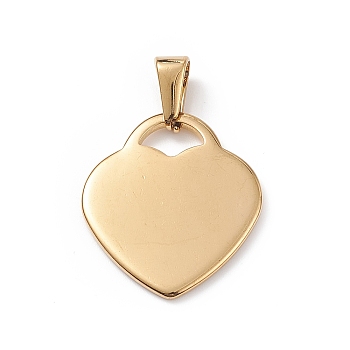 Vacuum Plating 304 Stainless Steel Pendants, Laser Cut, Heart Charms, Golden, 23x20.5x1.5mm, Hole: 3.5x6mm