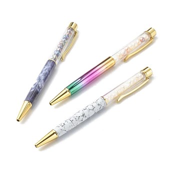 Ballpoint Pens, with inner Pearl Beads, for Office Supplies, Colorful, 143x13x10mm