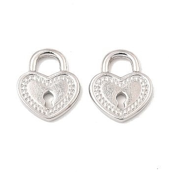304 Stainless Steel Charms, Heart Padlock Charm, Stainless Steel Color, 13.5x11x1.8mm, Hole: 3.5x4mm