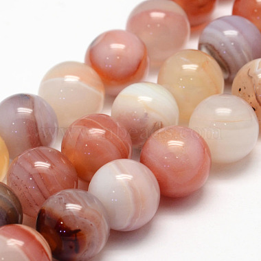 12mm LightSalmon Round Striped Agate Beads