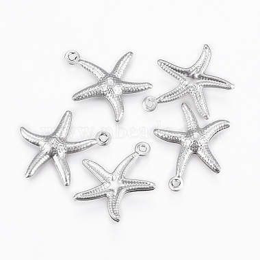 Stainless Steel Color Starfish 304 Stainless Steel Charms