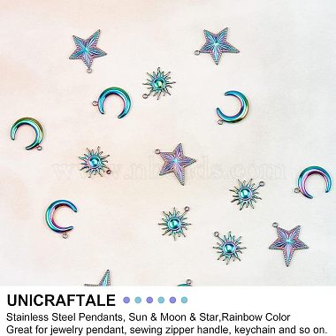 unicraftale 18pcs 3 styles 201 pendentifs en acier inoxydable(STAS-UN0034-29)-4