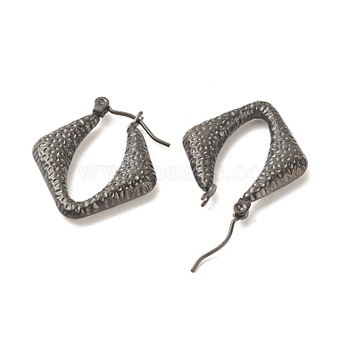 Ion Plating(IP) 304 Stainless Steel Chunky Rhombus Hoop Earrings for Women(EJEW-K242-01B)-2