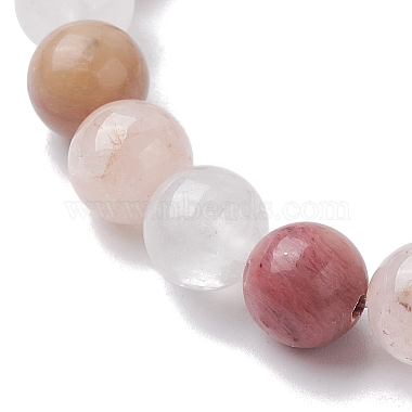 Bracelets extensibles en perles rondes avec pierres précieuses naturelles mélangées pour femmes(BJEW-JB10086-04)-3