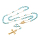 Colliers de perles de chapelet en acier inoxydable avec placage ionique (IP) crucifix croix 304(NJEW-M075-03G-05)-1