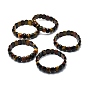 Natural Tiger Eye Rectangle Beaded Bracelet, Gemstone Jewelry for Women, Black, Inner Diameter: 2-1/8~2-1/4 inch(5.5~5.7cm)