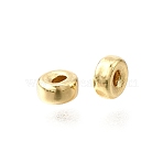 Brass Smooth Beads, Flat Round, Lead Free & Cadmium Free, Rack Plating, Lasting Plated, Real 18K Gold Plated, 4x2mm, Hole: 1.4mm(KK-V011-03A-G)