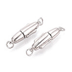 925 Sterling Silver Bayonet Clasps, Bullet, with 925 Stamp, Platinum, 20x6x5mm, Hole: 2mm, Jump Ring: 4x1mm(STER-T008-76P)
